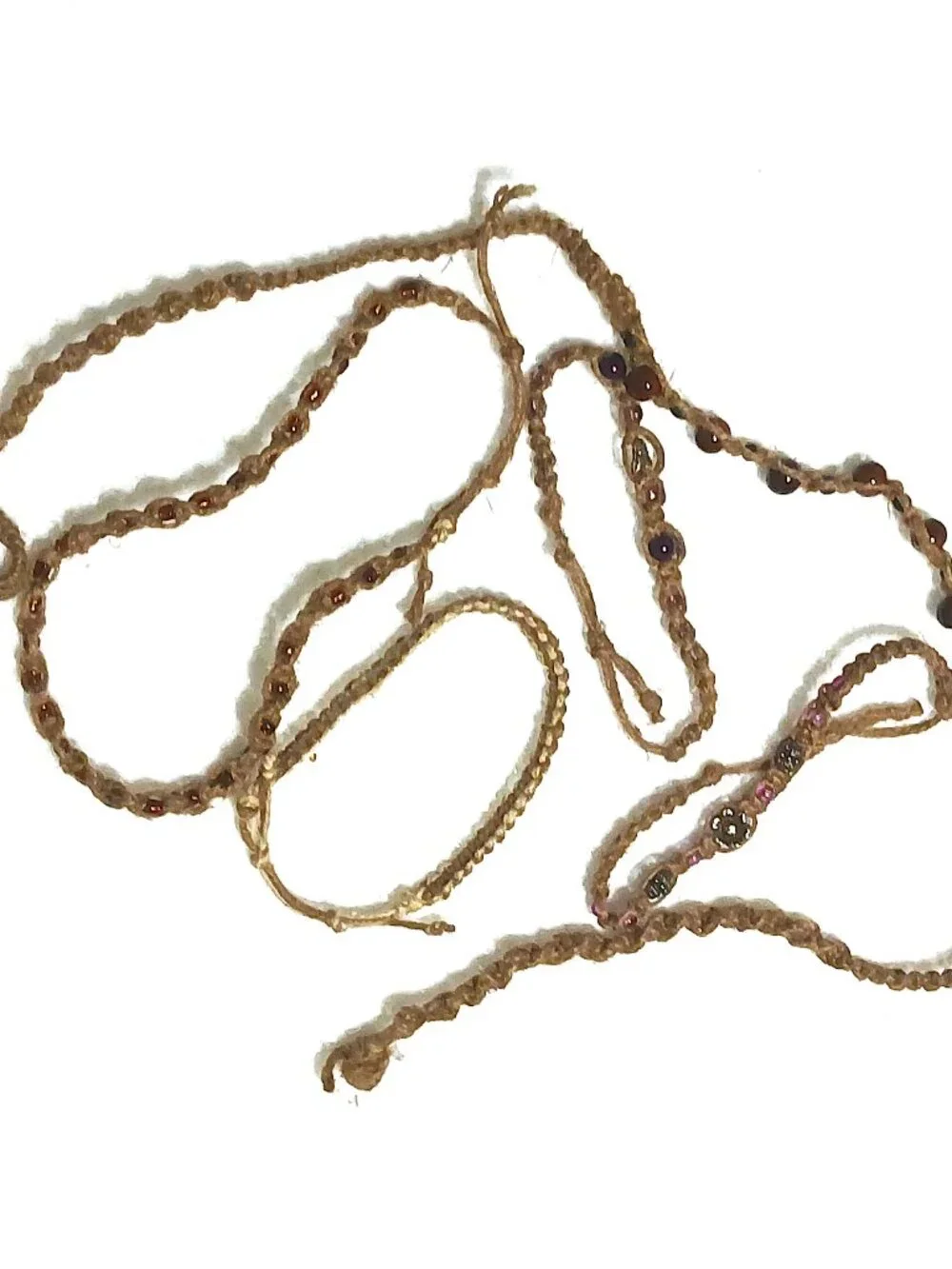 Lot of 15+ Handmade Macrame Hemp Beaded Bracelets Boho Renaissance Fair Artisan